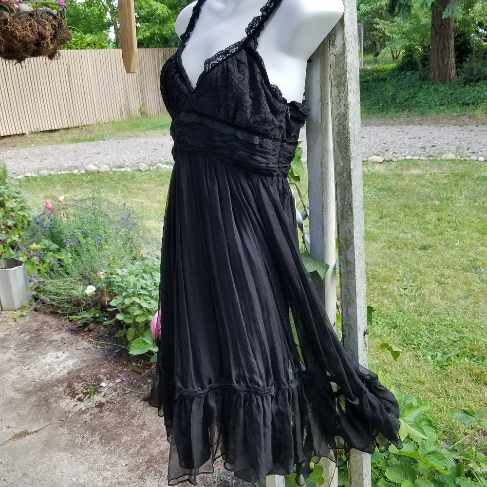 100% silk black dress EUC M